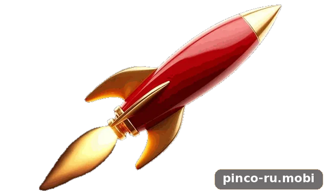 Красная ракета с золотыми соплами — быстрый старт приложения Pinco после установки, pinco-ru.mobi